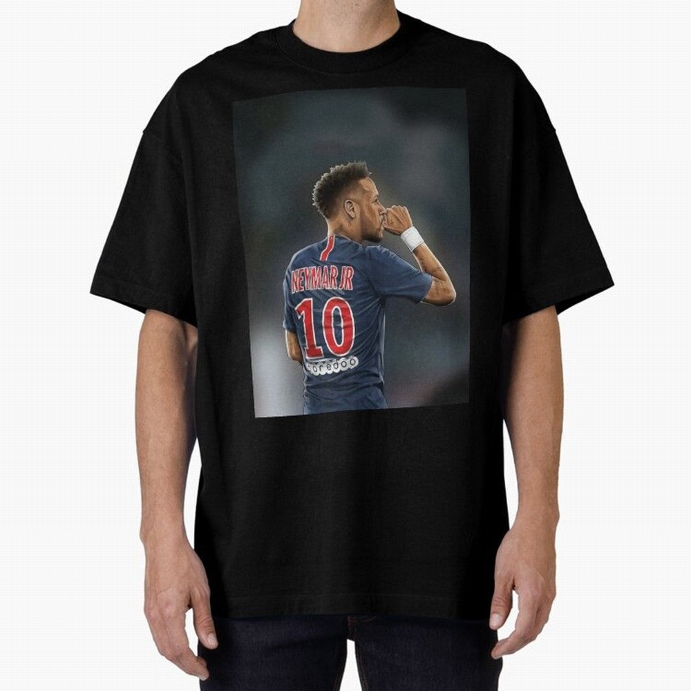 Neymar Watercolor Art Oversized T-Shirt Celebrate Soccer Greatness during FIFA World Cup 2026 Celebrating Haaland and Mbappe, Brazil Energy, Vintage Soccer Flavor, Modern Football Stars, National Flags and Final Night Emotion; Ideal for Fans Who