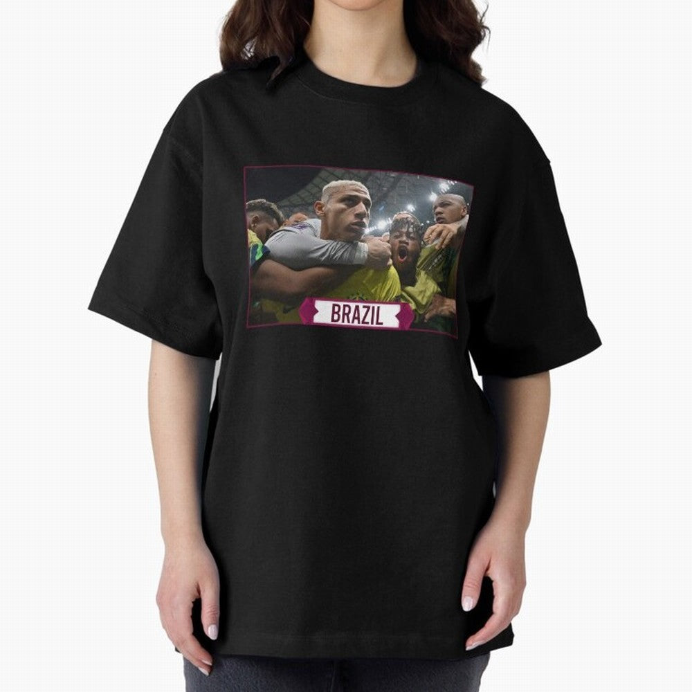 Brazil World Cup Oversized T-Shirt Honor Champions and Dreams in Match Day Hype around FIFA World Cup 2026 Group Stage, Cristiano Ronaldo, Argentina, Goal Celebration Energy, Supporter Heritage, Football Icons and Worldwide Tournament Joy; Great