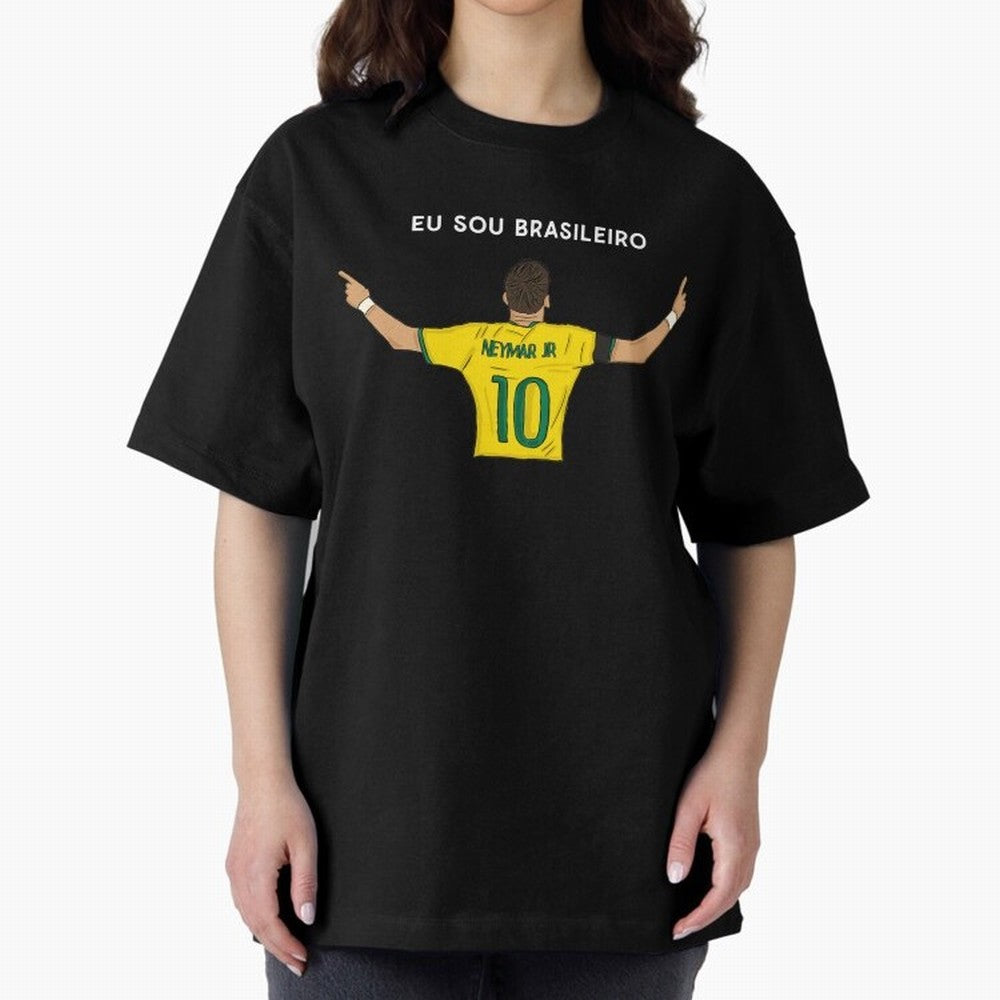Neymar Jr Brazil Oversized T-Shirt Unlock FIFA World Cup 2026 with Messi, CR7 and Mbappe, Netherlands Energy, Championship Spirit, Famous Goals, Roaring Crowds and International Football Unity; Perfect for Supporters Who Want Bold Football Energy,