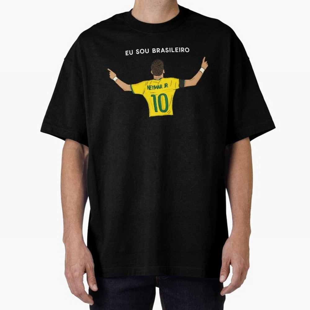 Neymar Jr Brazil Oversized T-Shirt Unlock FIFA World Cup 2026 with Messi, CR7 and Mbappe, Netherlands Energy, Championship Spirit, Famous Goals, Roaring Crowds and International Football Unity; Perfect for Supporters Who Want Bold Football Energy,