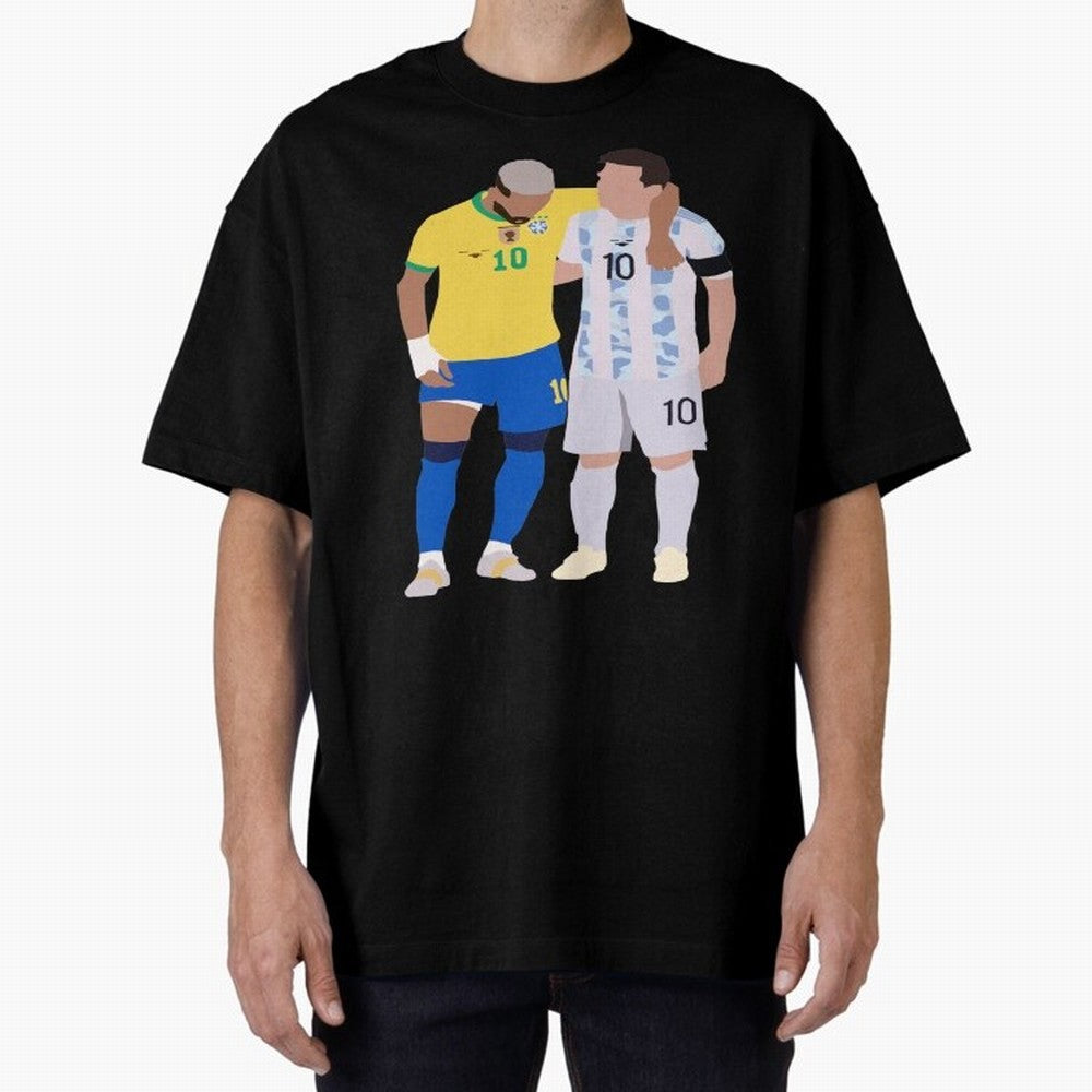 Messi and Neymar Copa America Friends Oversized T-Shirt Show Championship Spirit for the FIFA World Cup 2026 USA Canada Mexico Journey through Neymar Highlights, Netherlands Pride, Tournament Hype, Historic Matchups, Family Viewing Parties and