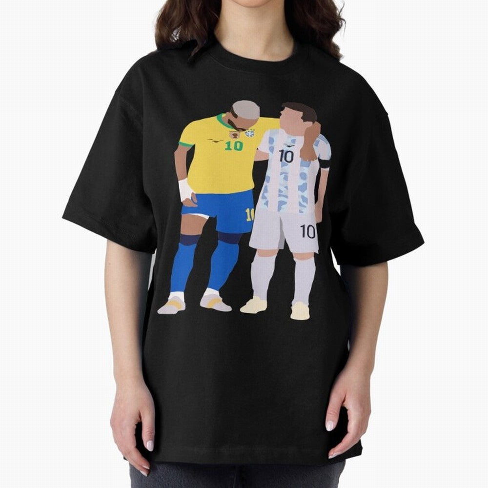 Messi and Neymar Copa America Friends Oversized T-Shirt Show Championship Spirit for the FIFA World Cup 2026 USA Canada Mexico Journey through Neymar Highlights, Netherlands Pride, Tournament Hype, Historic Matchups, Family Viewing Parties and