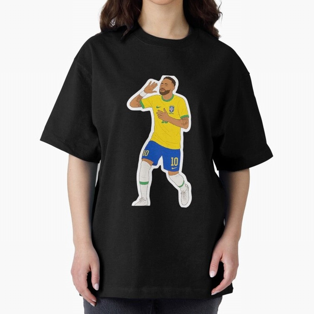 Neymar Jr Oversized T-Shirt Honor Football Greatness during FIFA World Cup 2026 Group Stage for Fans of Mbappe and England, Bringing Retro Football Energy, Iconic Rivalries, Trophy Chase Drama and Stadium Atmosphere; Made for Collectors Who Enjoy