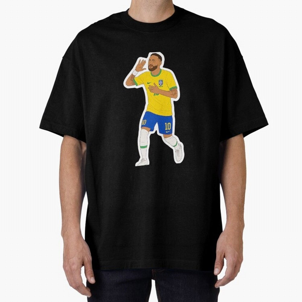 Neymar Jr Oversized T-Shirt Honor Football Greatness during FIFA World Cup 2026 Group Stage for Fans of Mbappe and England, Bringing Retro Football Energy, Iconic Rivalries, Trophy Chase Drama and Stadium Atmosphere; Made for Collectors Who Enjoy