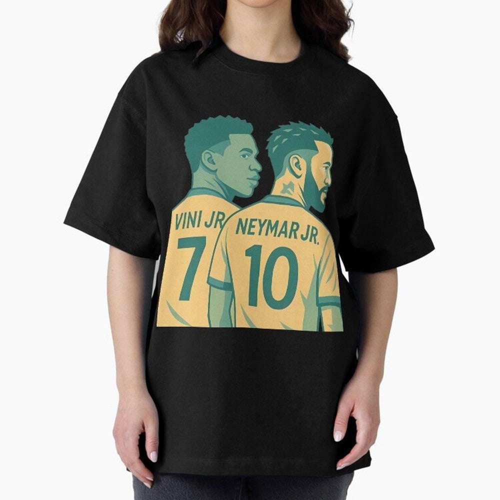 Vini Jr and Neymar Jr side-by-side Classic T-Shirt Show Match Day Excitement for Global Football Passion for FIFA World Cup 2026, Connected to Haaland, Germany, Football History, Final Match Energy, Crowd Noise and Once in a Lifetime Moments; Built