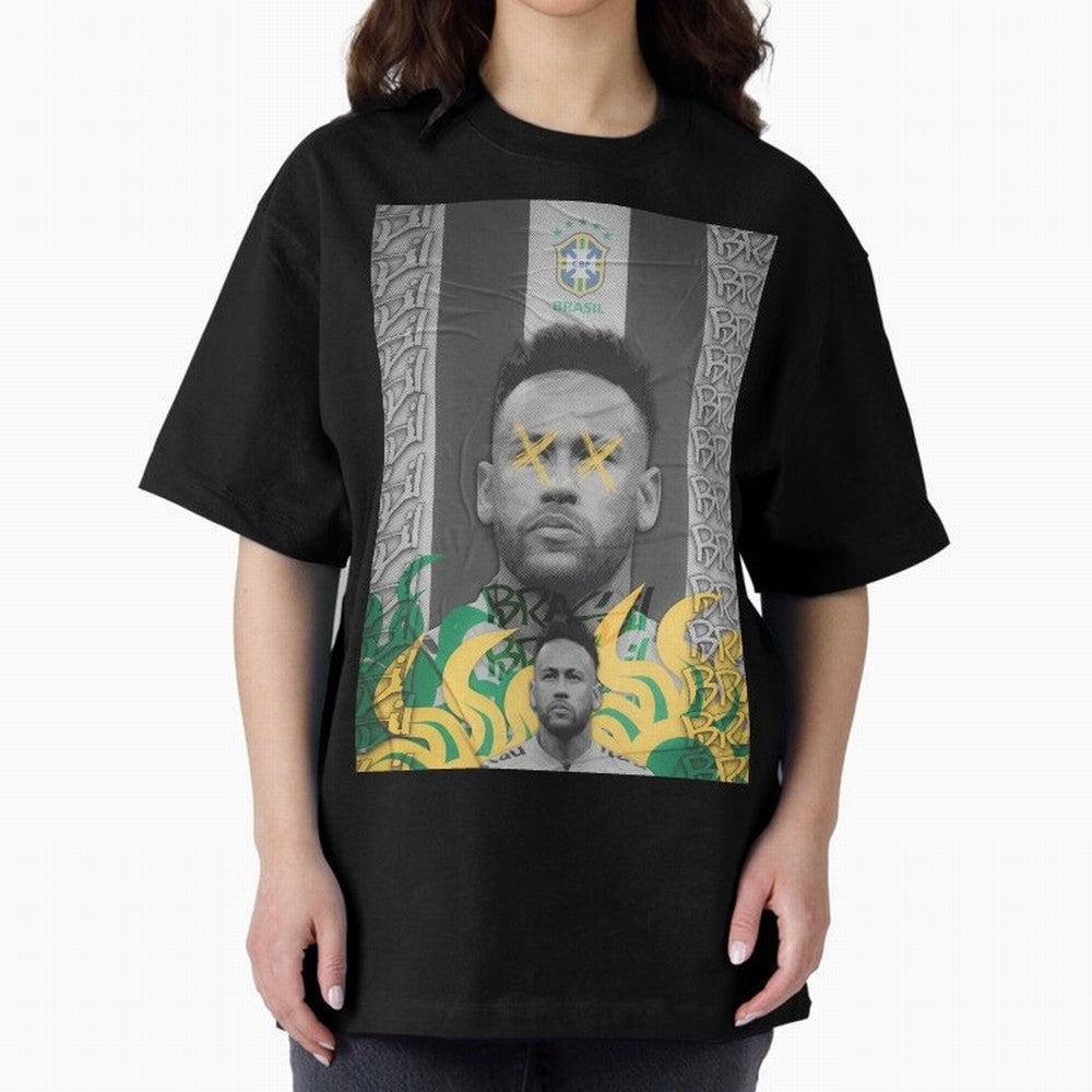 Brazil Football Star Grunge Poster Oversized T-Shirt Carry the Dream of Match Day Hype around FIFA World Cup 2026 Group Stage, Messi, England, France and Netherlands, Retro Football Energy, Iconic Rivalries, Trophy Chase Drama and Stadium