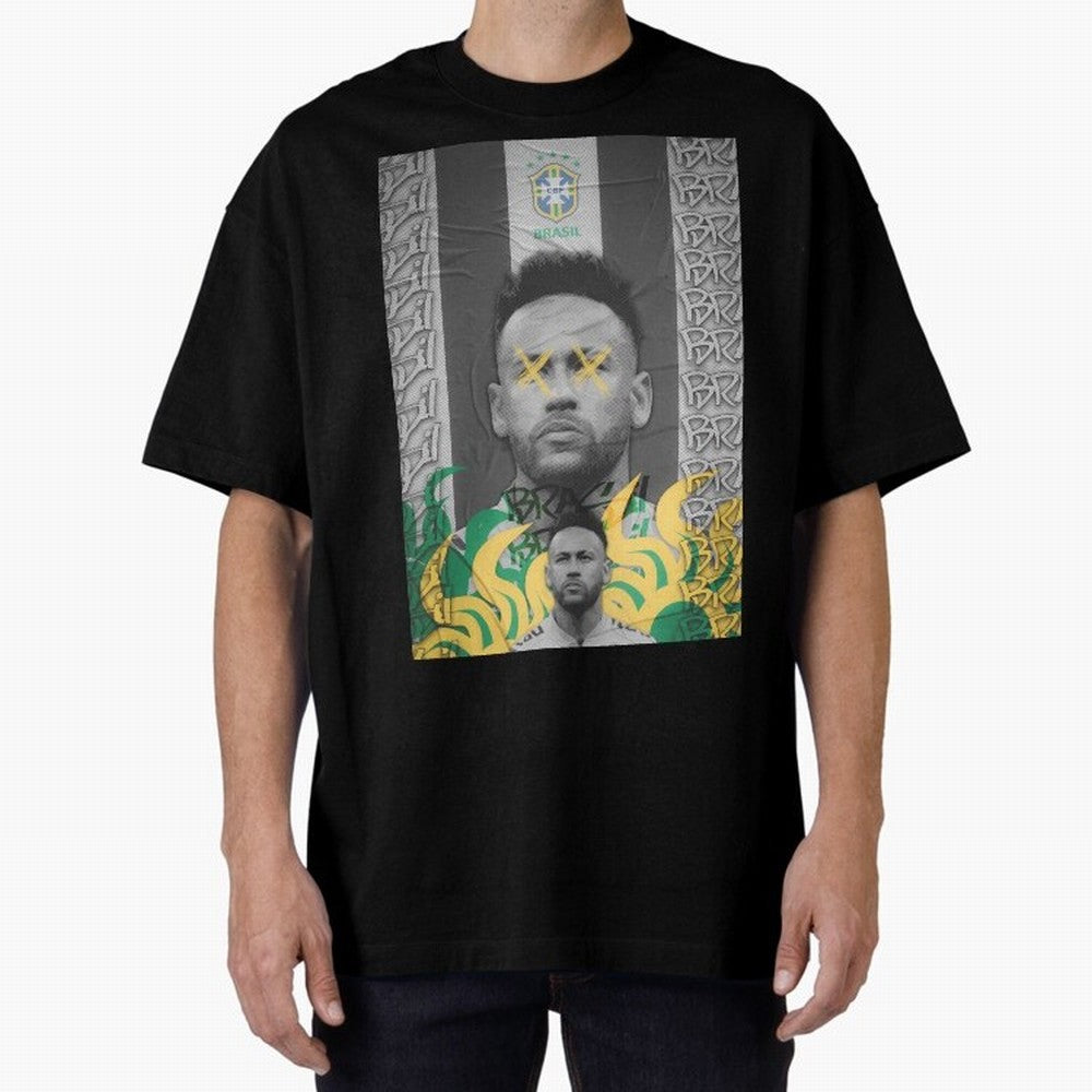 Brazil Football Star Grunge Poster Oversized T-Shirt Carry the Dream of Match Day Hype around FIFA World Cup 2026 Group Stage, Messi, England, France and Netherlands, Retro Football Energy, Iconic Rivalries, Trophy Chase Drama and Stadium