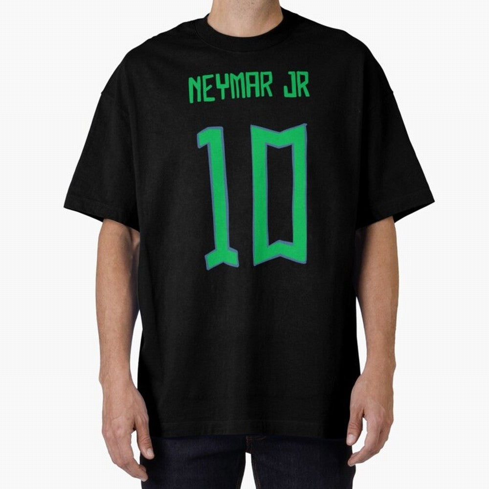 Neymar Jr #10 (Brazil) Oversized T-Shirt Support FIFA World Cup 2026 Group Stage Filled with CR7, France and Portugal Energy, Football Festival Excitement, Trophy Ambitions, Country Rivalries and Star Player Buzz; Created for Match Day Parties,