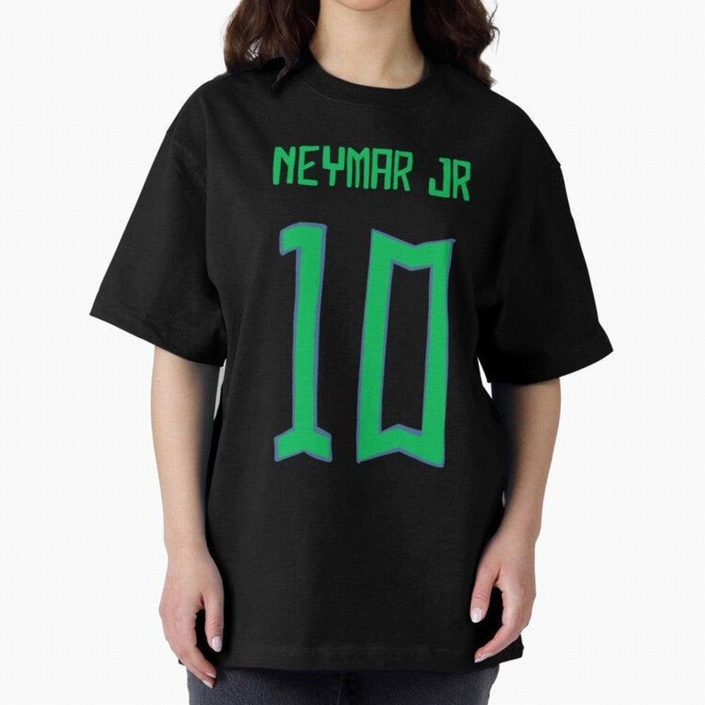 Neymar Jr #10 (Brazil) Oversized T-Shirt Support FIFA World Cup 2026 Group Stage Filled with CR7, France and Portugal Energy, Football Festival Excitement, Trophy Ambitions, Country Rivalries and Star Player Buzz; Created for Match Day Parties,