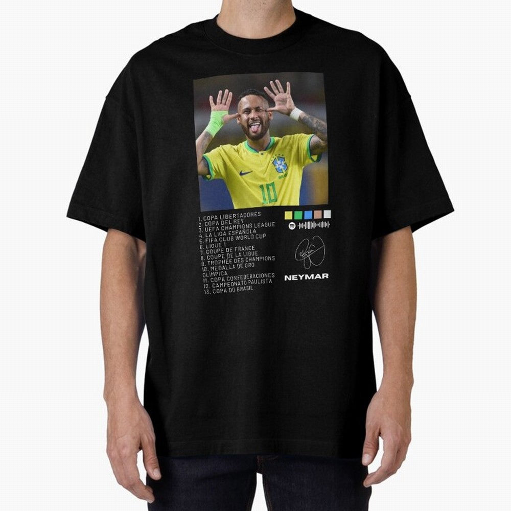 Neymar Brazil 10 Oversized T-Shirt Spotlight FIFA World Cup 2026 USA Canada Mexico Centered on Cristiano Ronaldo, Brazil Energy, Worldwide Fan Energy, Dramatic Goals, Stadium Lights and Championship Celebrations; Great for Supporters Who Love