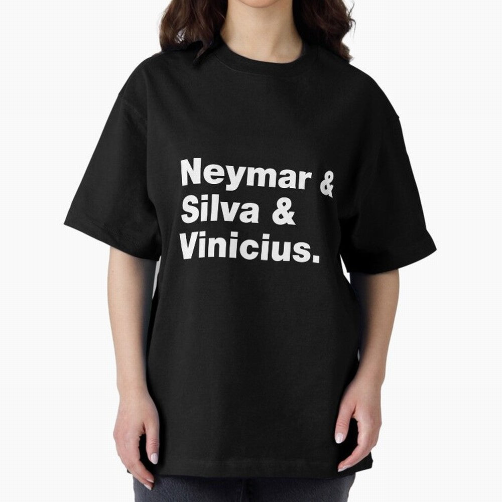 Neymar + Silva + Vinicius - Brazil Brazilian World Cup Squad Team Players Football Soccer Qatar WC 22 Oversized T-Shirt Enjoy FIFA World Cup 2026 for Fans of Neymar, Haaland and Cristiano Ronaldo and Brazil, Bringing Retro Football Energy, Iconic
