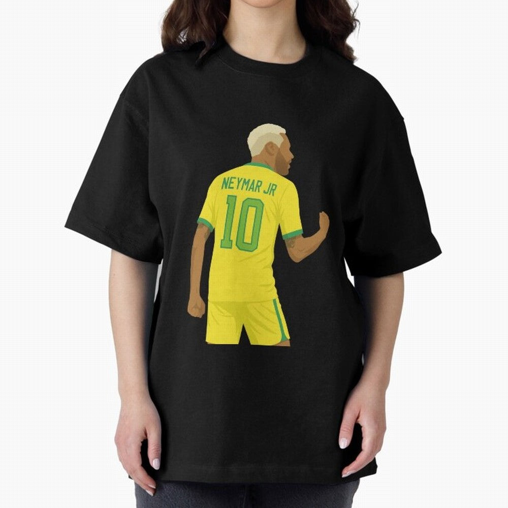 Neymar Jr in Yellow Glory Sticker Oversized T-Shirt Feel the Roar of FIFA World Cup 2026 Group Stage Driven by Messi, CR7 and Mbappe, Portugal, Spain and Germany Energy, Vintage Soccer Flavor, Modern Football Stars, National Flags and Final Night