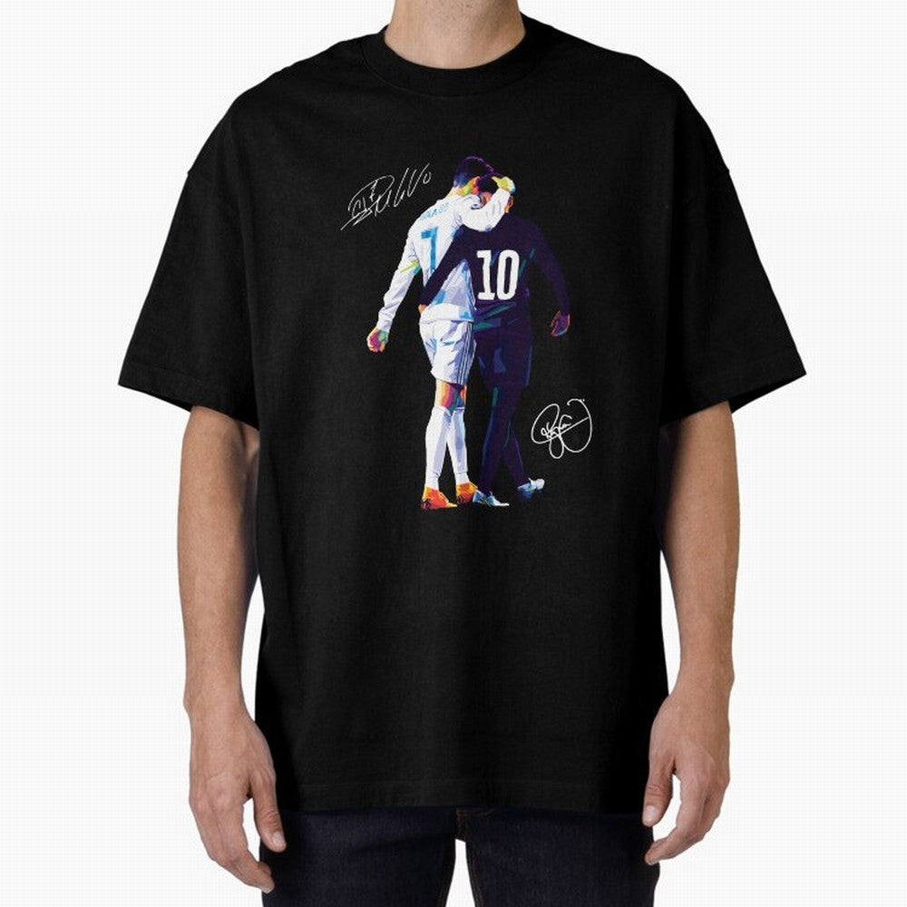 Cristiano Ronaldo and Neymar Jr Wpap Art Oversized T-Shirt Carry the Dream of Match Day Hype around FIFA World Cup 2026 Group Stage, CR7, France, Stadium Memories, Football Loyalty, International Chants and Championship Tradition; Ideal for