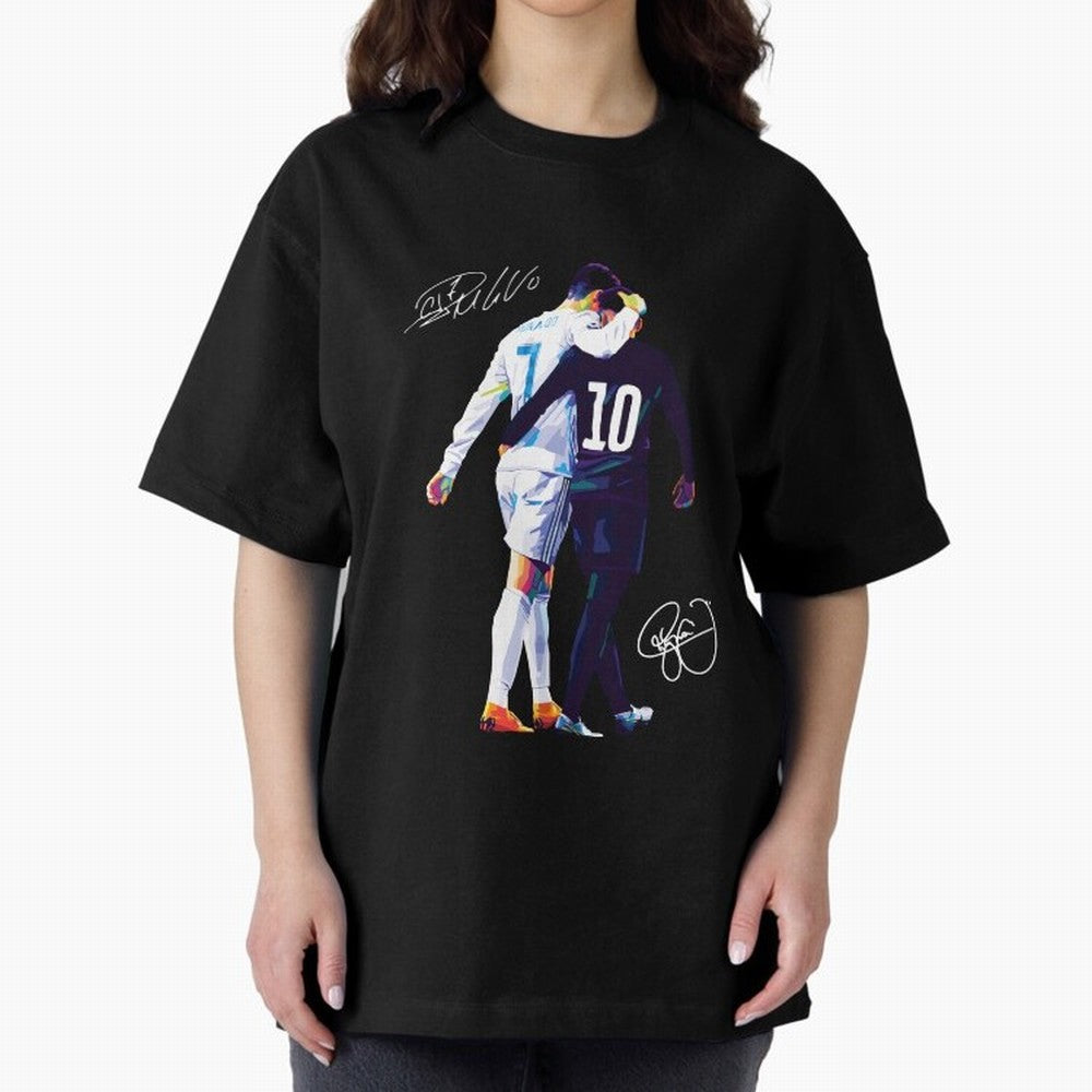 Cristiano Ronaldo and Neymar Jr Wpap Art Oversized T-Shirt Carry the Dream of Match Day Hype around FIFA World Cup 2026 Group Stage, CR7, France, Stadium Memories, Football Loyalty, International Chants and Championship Tradition; Ideal for