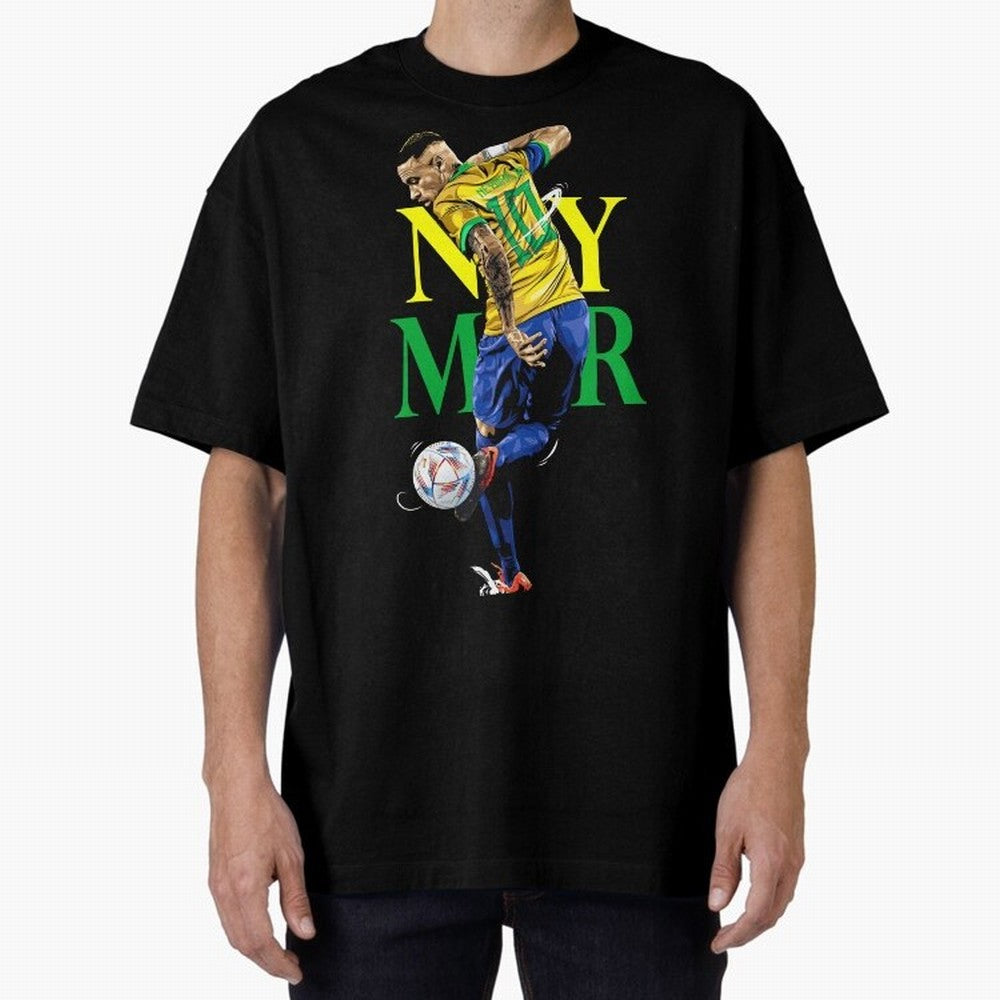 Neymar JR Brazil Oversized T-Shirt Feel the Heartbeat of FIFA World Cup 2026 Group Stage for Fans of Mbappe and Spain and Netherlands, Bringing Retro Football Energy, Iconic Rivalries, Trophy Chase Drama and Stadium Atmosphere; Perfect for Fans,
