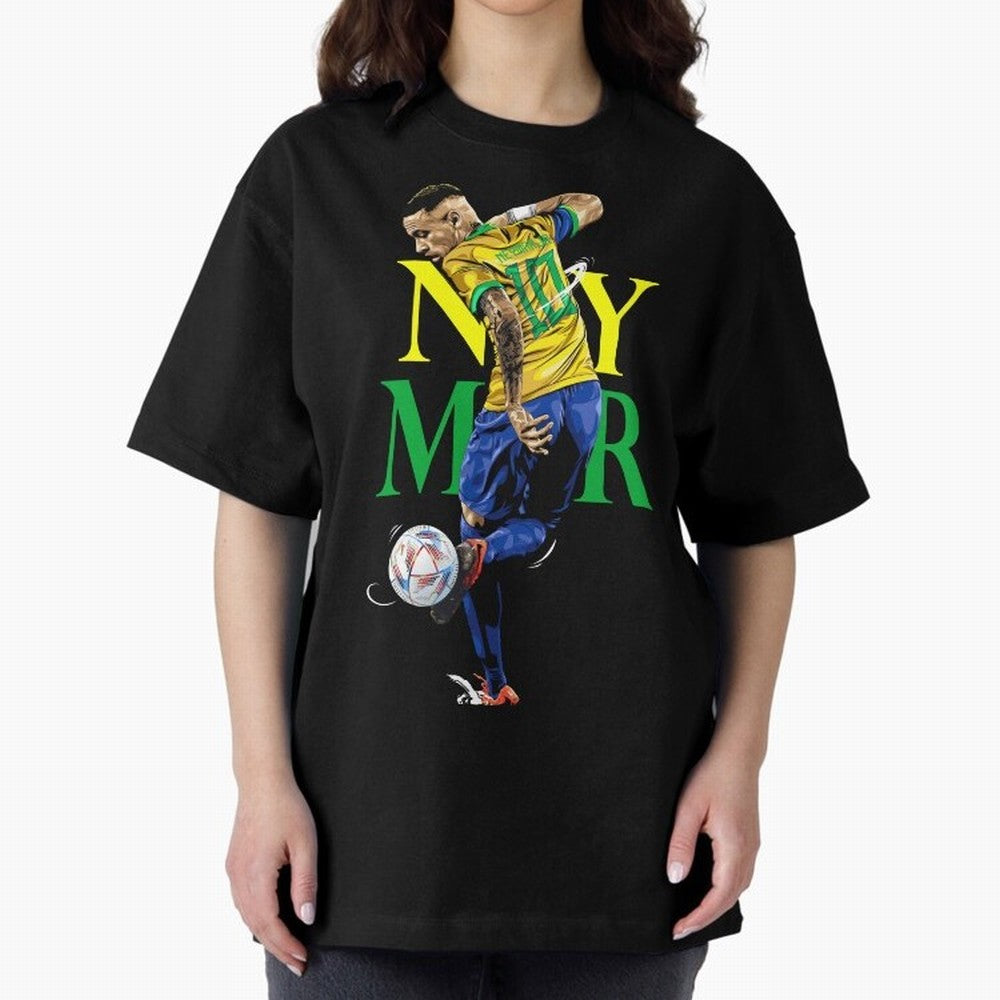 Neymar JR Brazil Oversized T-Shirt Feel the Heartbeat of FIFA World Cup 2026 Group Stage for Fans of Mbappe and Spain and Netherlands, Bringing Retro Football Energy, Iconic Rivalries, Trophy Chase Drama and Stadium Atmosphere; Perfect for Fans,