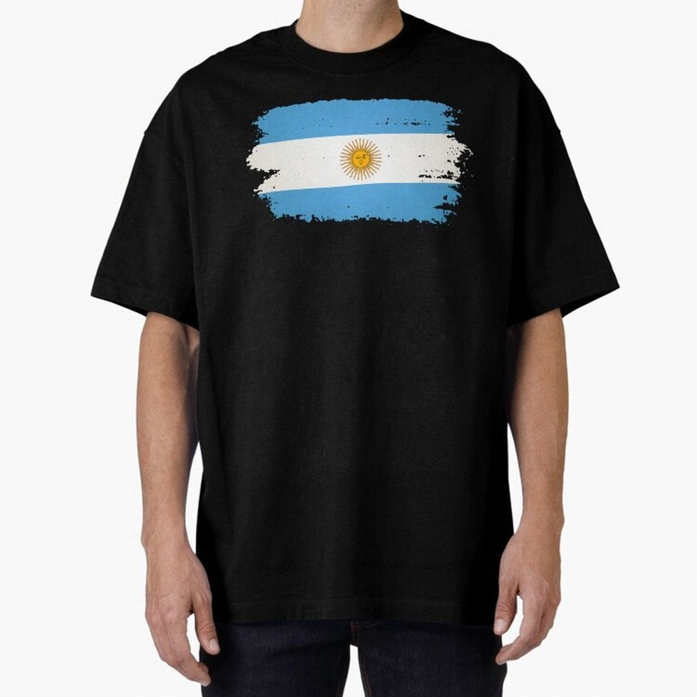 ARGENTINIAN FLAG PRINT Oversized T-Shirt Feel the Heartbeat of FIFA World Cup 2026 USA Canada Mexico for Fans of Mbappe and Neymar and Spain and Netherlands, Bringing Game Day Rituals, Football Legends, Country Pride and the Road to the Final;