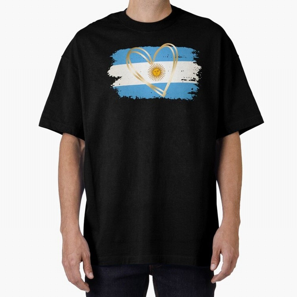 ARGENTINA FLAG WITH GOLDEN HEART Classic T-Shirt Wear the Spirit of FIFA World Cup 2026 for Fans of Messi, CR7 and Mbappe and England, France and Netherlands, Bringing Tournament Hype, Historic Matchups, Family Viewing Parties and Global Sports