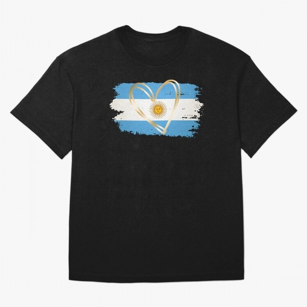 ARGENTINA FLAG WITH GOLDEN HEART Classic T-Shirt Wear the Spirit of FIFA World Cup 2026 for Fans of Messi, CR7 and Mbappe and England, France and Netherlands, Bringing Tournament Hype, Historic Matchups, Family Viewing Parties and Global Sports