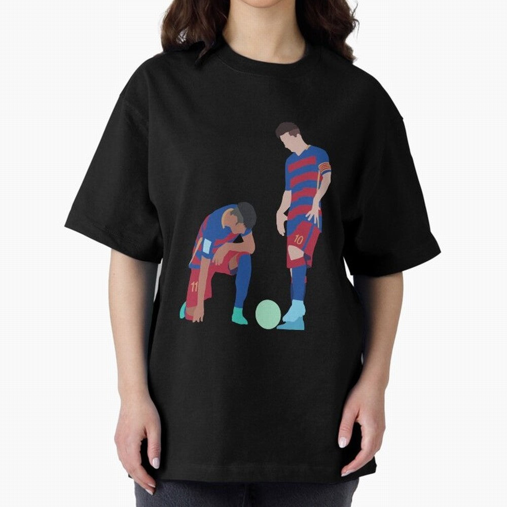 Messi and Neymar Football Free Kick Classic T-Shirt Bring a Vintage Feel to Global Football Passion for FIFA World Cup 2026 Group Stage, Driven by Mbappe and Neymar, Argentina and Brazil, Championship Spirit, Famous Goals, Roaring Crowds and