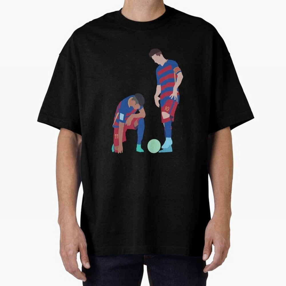Messi and Neymar Football Free Kick Classic T-Shirt Bring a Vintage Feel to Global Football Passion for FIFA World Cup 2026 Group Stage, Driven by Mbappe and Neymar, Argentina and Brazil, Championship Spirit, Famous Goals, Roaring Crowds and
