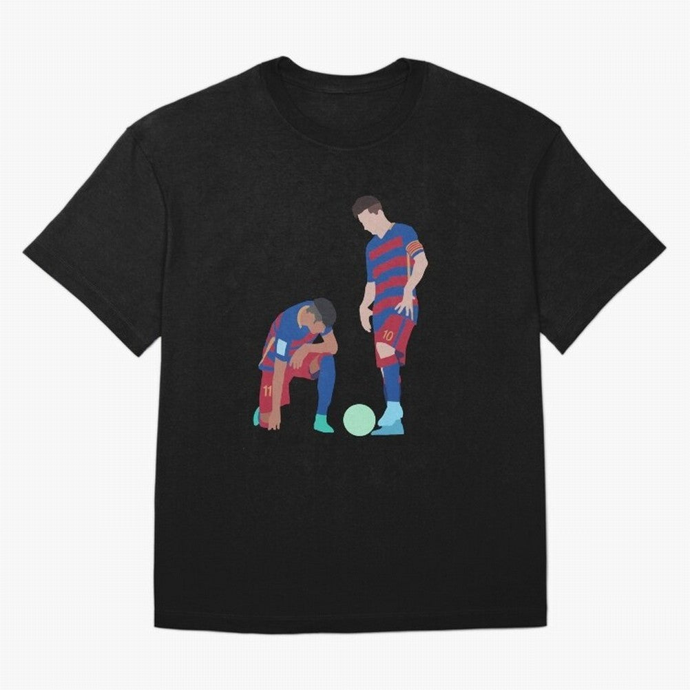 Messi and Neymar Football Free Kick Classic T-Shirt Bring a Vintage Feel to Global Football Passion for FIFA World Cup 2026 Group Stage, Driven by Mbappe and Neymar, Argentina and Brazil, Championship Spirit, Famous Goals, Roaring Crowds and