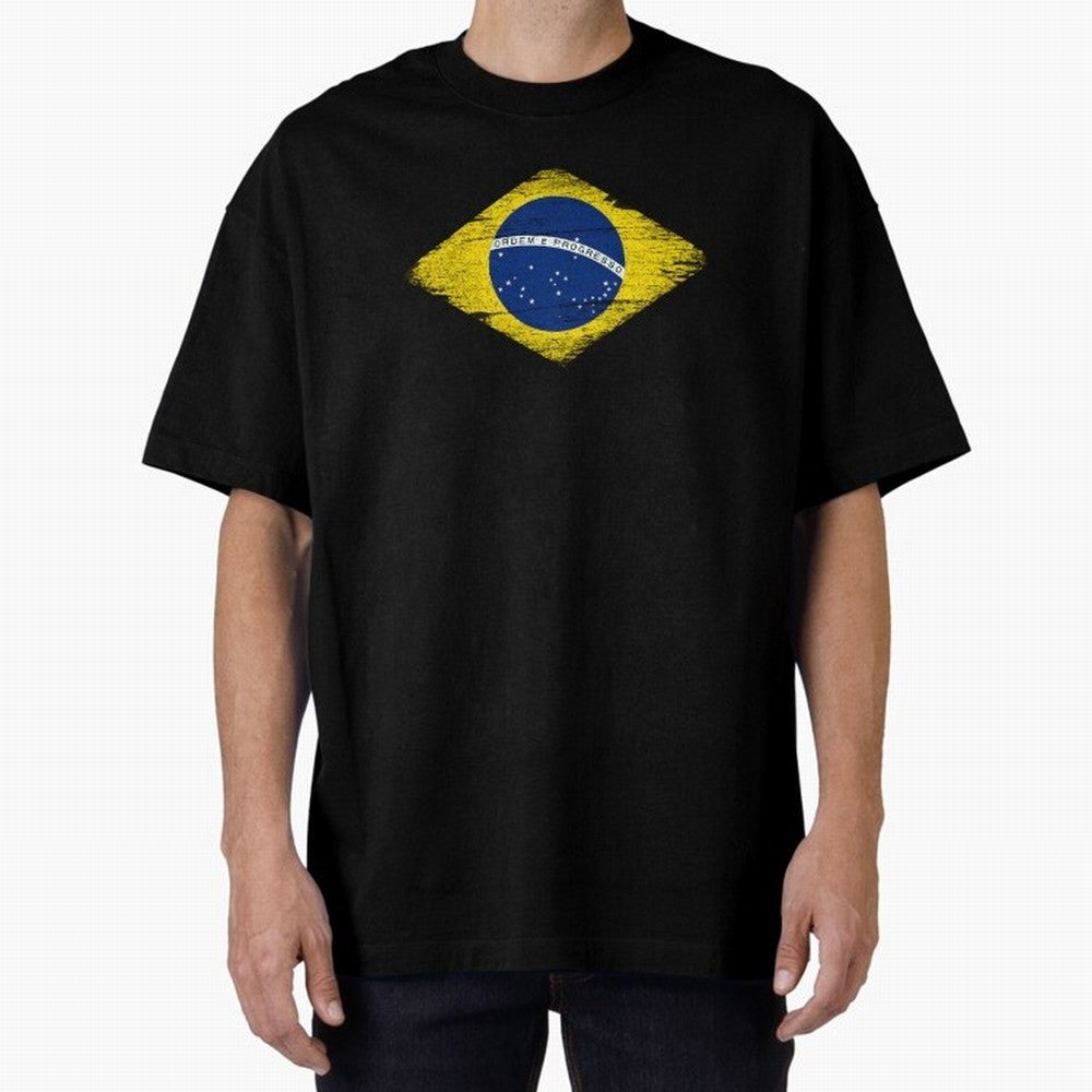 Brazil Flag Design Oversized T-Shirt Live for the Drama of FIFA World Cup 2026 Group Stage Capturing CR7, Argentina Energy, Football Festival Excitement, Trophy Ambitions, Country Rivalries and Star Player Buzz; Created for Match Day Parties,