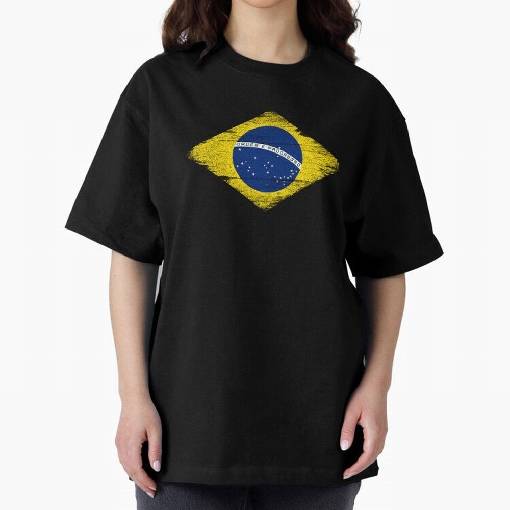 Brazil Flag Design Oversized T-Shirt Live for the Drama of FIFA World Cup 2026 Group Stage Capturing CR7, Argentina Energy, Football Festival Excitement, Trophy Ambitions, Country Rivalries and Star Player Buzz; Created for Match Day Parties,