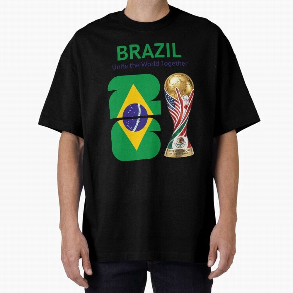 World Cup 2026, IMG 018, BRAZIL 002 Oversized T-Shirt Carry National Pride through FIFA World Cup 2026 USA Canada Mexico Spirit, Inspired by Germany, Mbappe and Neymar, Game Day Rituals, Football Legends, Country Pride and the Road to the Final;