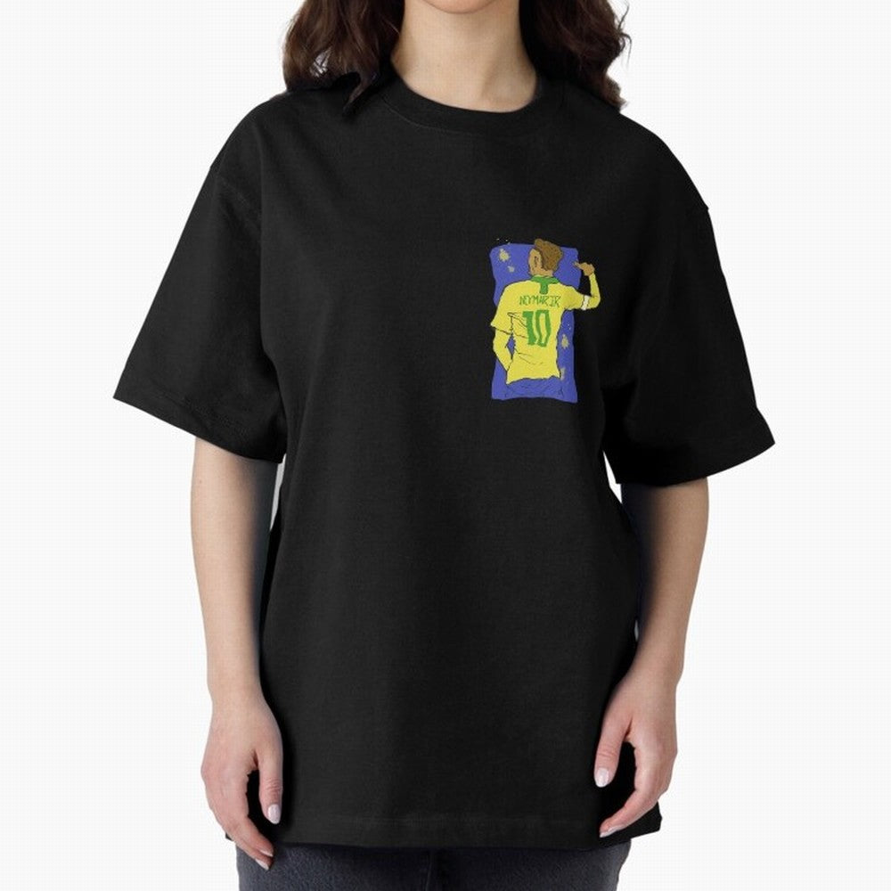 Neymar Jr. in Brazilian Glory Oversized T-Shirt Bring Home FIFA World Cup 2026 Spirit, Filled with Argentina, Messi, CR7 and Mbappe, Retro Football Energy, Iconic Rivalries, Trophy Chase Drama and Stadium Atmosphere; Created for Match Day Parties,