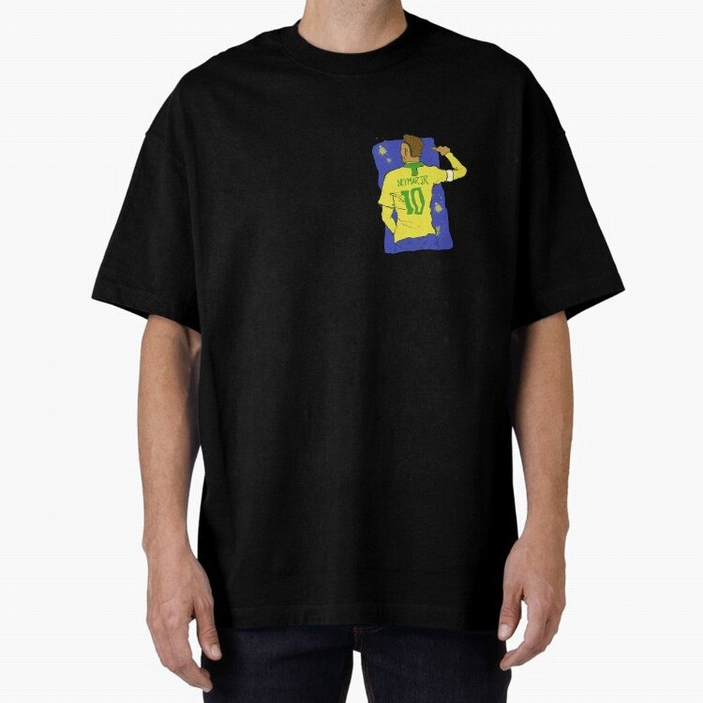 Neymar Jr. in Brazilian Glory Oversized T-Shirt Bring Home FIFA World Cup 2026 Spirit, Filled with Argentina, Messi, CR7 and Mbappe, Retro Football Energy, Iconic Rivalries, Trophy Chase Drama and Stadium Atmosphere; Created for Match Day Parties,