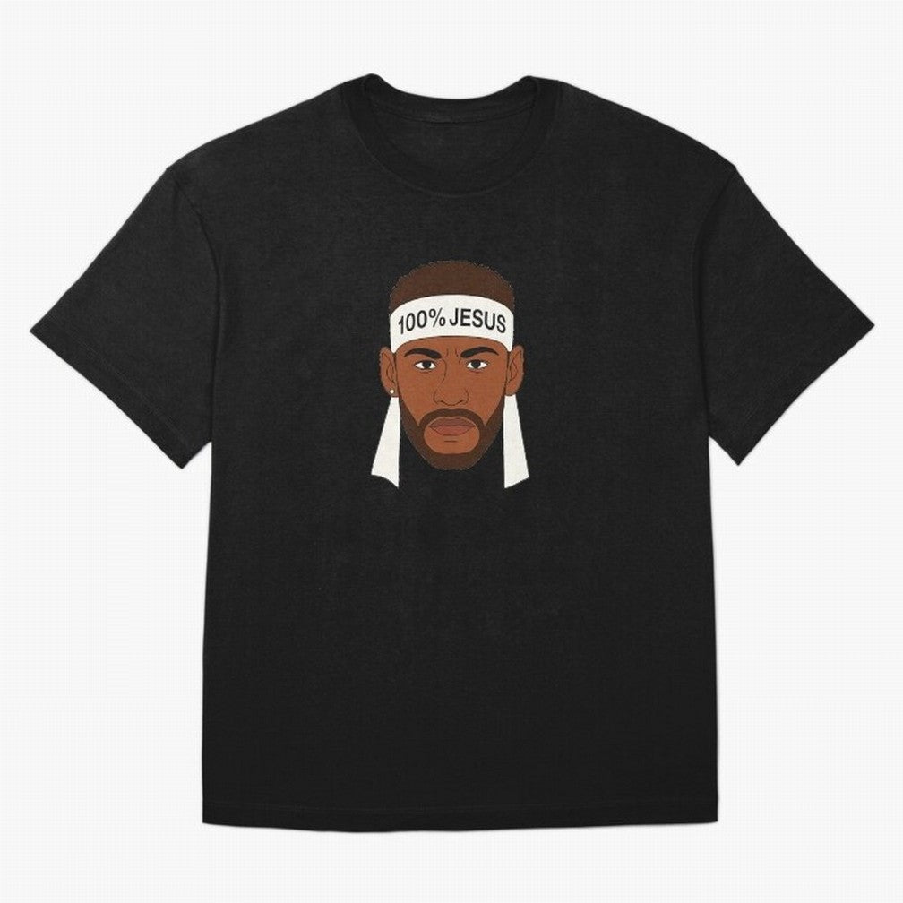 100% JESUS Neymar Inspired Minimalist Art Oversized T-Shirt Stand Out with Spirit from FIFA World Cup 2026 Group Stage for Fans of CR7 and Messi and Portugal, Spain and Germany, Bringing Retro Football Energy, Iconic Rivalries, Trophy Chase Drama