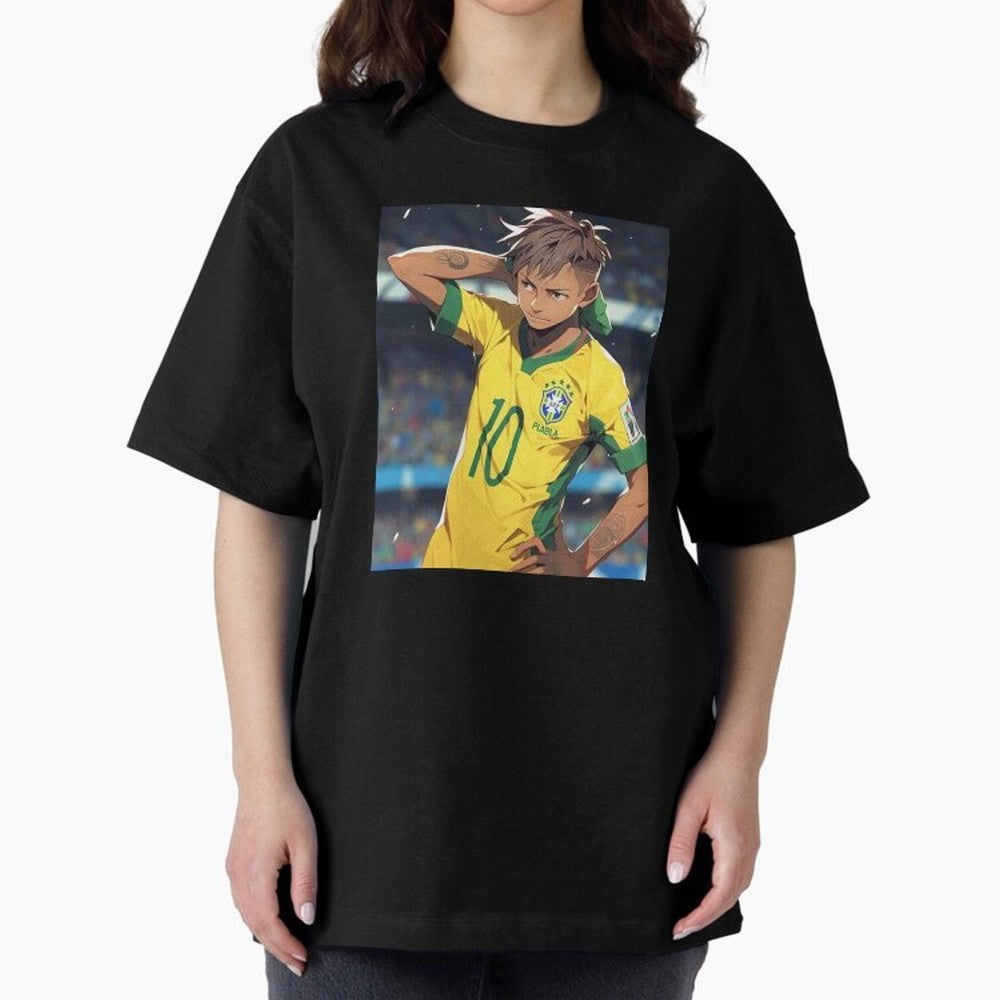 Neymar Anime Soccer Classic T-Shirt Honor Champions and Dreams in Global Football Passion for FIFA World Cup 2026, Centered on Haaland and Mbappe, Brazil, Championship Spirit, Famous Goals, Roaring Crowds and International Football Unity; Great for