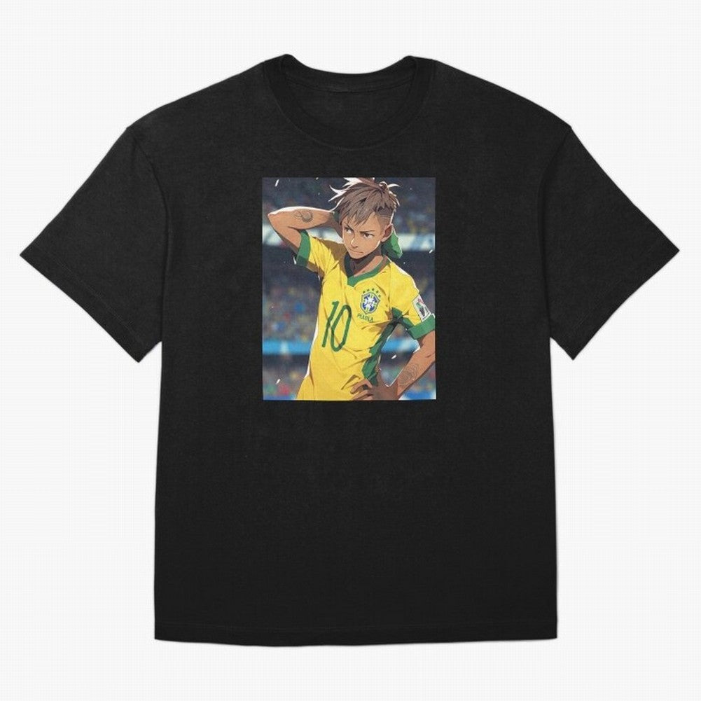 Neymar Anime Soccer Classic T-Shirt Honor Champions and Dreams in Global Football Passion for FIFA World Cup 2026, Centered on Haaland and Mbappe, Brazil, Championship Spirit, Famous Goals, Roaring Crowds and International Football Unity; Great for