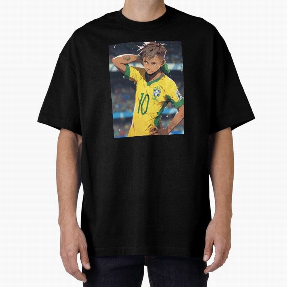 Neymar Anime Soccer Classic T-Shirt Honor Champions and Dreams in Global Football Passion for FIFA World Cup 2026, Centered on Haaland and Mbappe, Brazil, Championship Spirit, Famous Goals, Roaring Crowds and International Football Unity; Great for