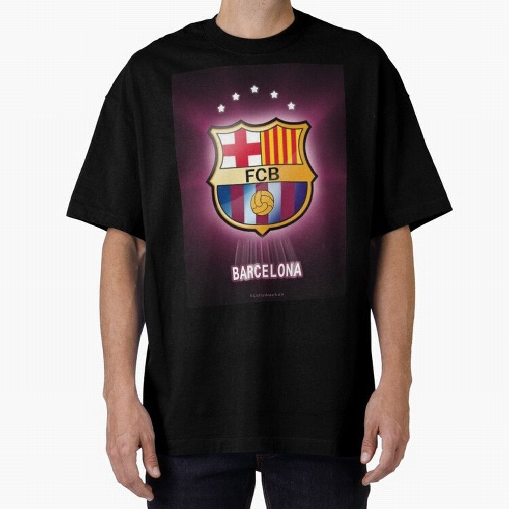 barcelona Oversized T-Shirt Fuel Global Football Passion for FIFA World Cup 2026 Group Stage, Inspired by Neymar, France and Portugal, Goal Celebration Energy, Supporter Heritage, Football Icons and Worldwide Tournament Joy; Perfect for Supporters
