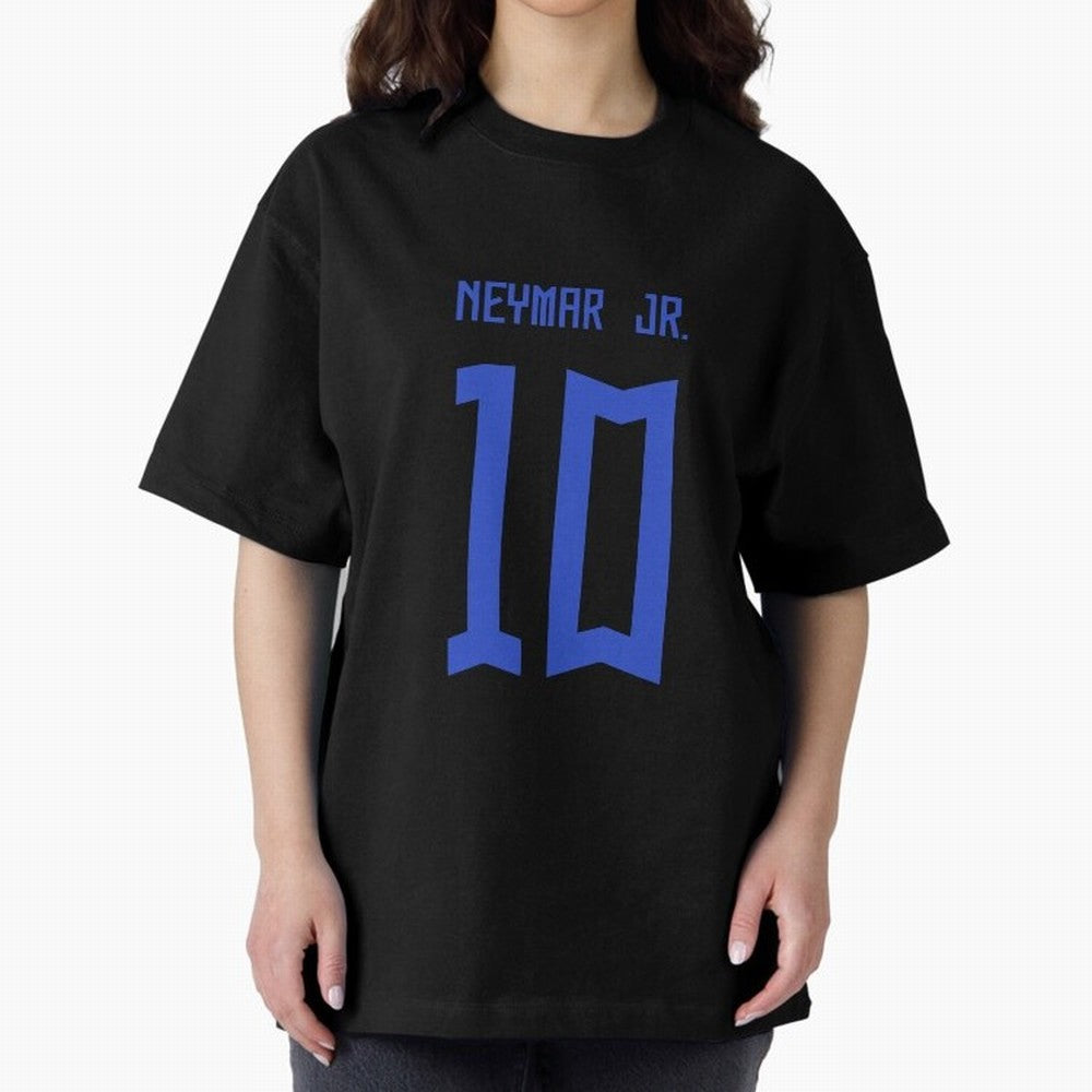 Neymar Jr Brazil White Jersey 2023 Oversized T-Shirt Relive Legendary Nights from FIFA World Cup 2026 Spirit, Driven by Germany, Mbappe, Championship Spirit, Famous Goals, Roaring Crowds and International Football Unity; Great for Supporters Who