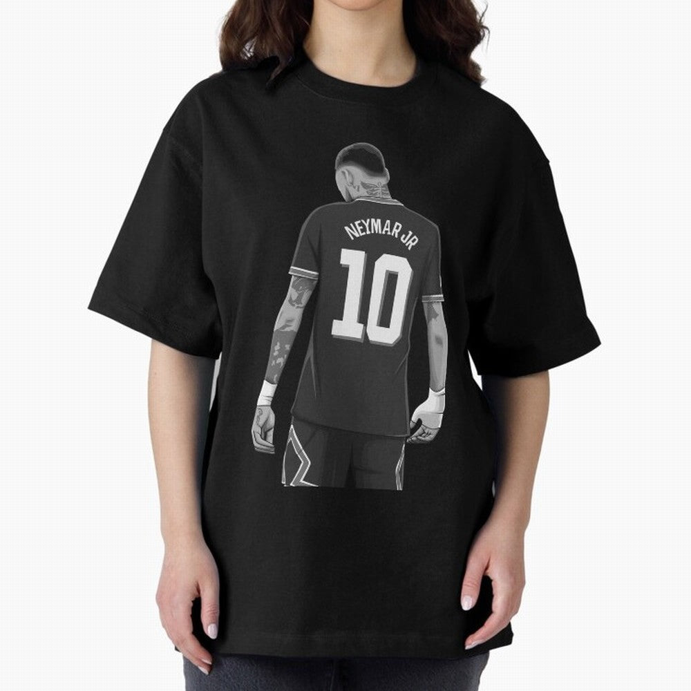 Neymar Jr Black and White Version Oversized T-Shirt Show Championship Spirit for FIFA World Cup 2026 Spirit, Connected to Argentina and Brazil, Messi and Cristiano Ronaldo, Football Festival Excitement, Trophy Ambitions, Country Rivalries and Star