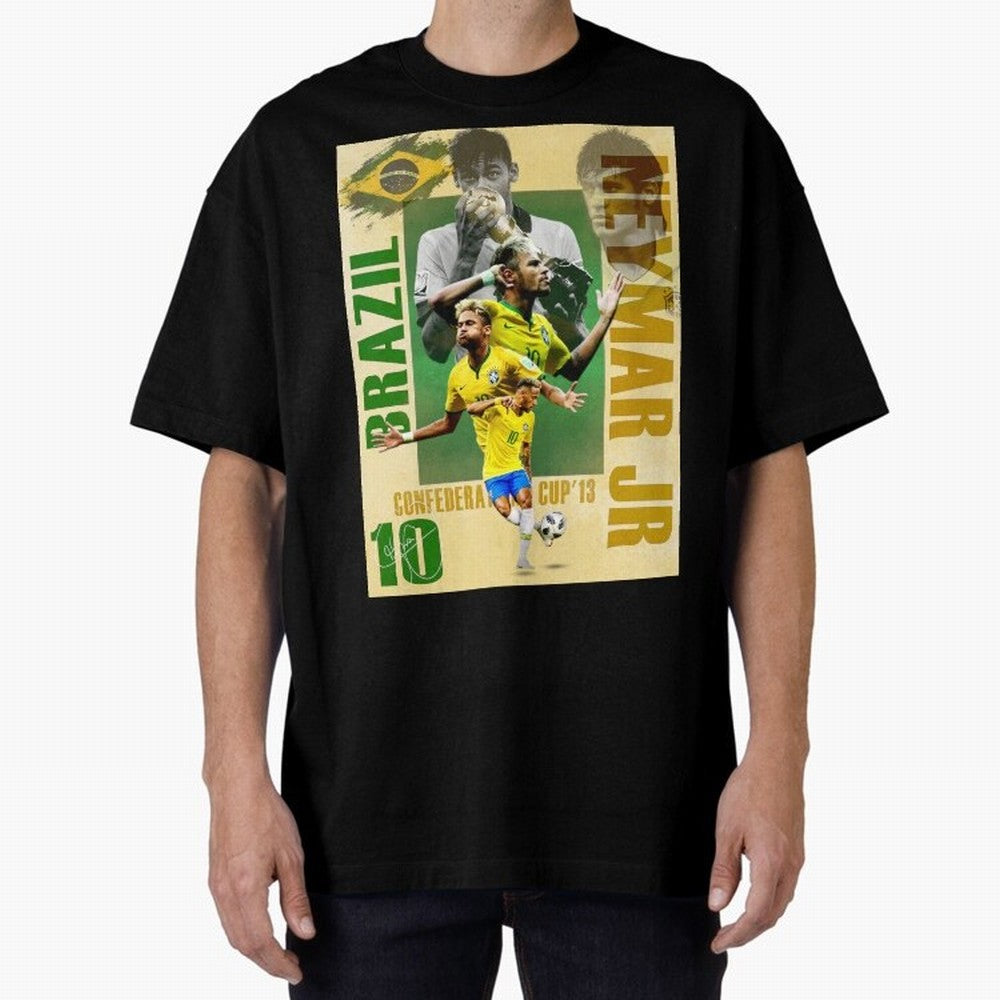 Neymar Jr Brazil World Cup Poster, Soccer Football Wall Art Print Decor Premium T-Shirt Show Support during FIFA World Cup 2026 Group Stage for Fans of Messi, Neymar and Mbappe and Brazil, Bringing Championship Spirit, Famous Goals, Roaring Crowds