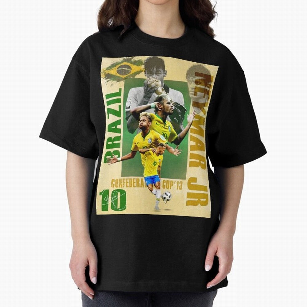 Neymar Jr Brazil World Cup Poster, Soccer Football Wall Art Print Decor Premium T-Shirt Show Support during FIFA World Cup 2026 Group Stage for Fans of Messi, Neymar and Mbappe and Brazil, Bringing Championship Spirit, Famous Goals, Roaring Crowds
