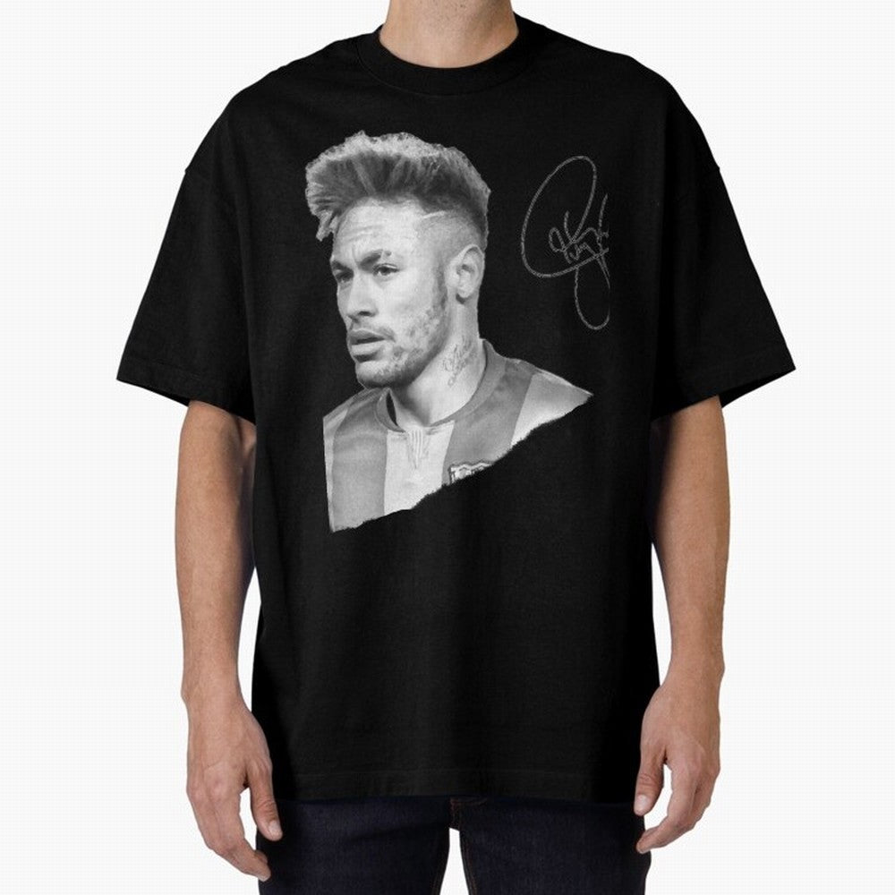 Neymar in black & white with signature Classic T-Shirt Fuel the Hype around Match Day Hype around FIFA World Cup 2026 Group Stage, Haaland and Mbappe, Brazil, Retro Football Energy, Iconic Rivalries, Trophy Chase Drama and Stadium Atmosphere;