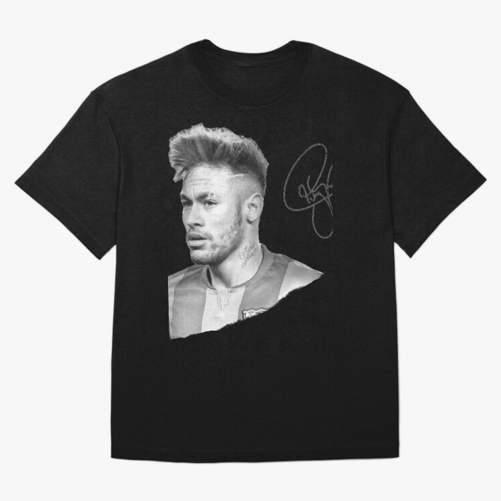 Neymar in black & white with signature Classic T-Shirt Fuel the Hype around Match Day Hype around FIFA World Cup 2026 Group Stage, Haaland and Mbappe, Brazil, Retro Football Energy, Iconic Rivalries, Trophy Chase Drama and Stadium Atmosphere;
