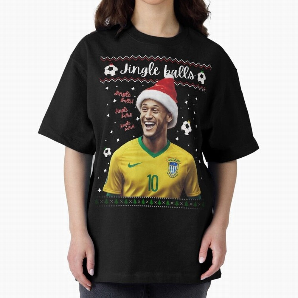 Jingle Balls Christmas Football Fan Art with Santa Neymar Active T-Shirt Show Up for the Glory of Match Day Hype around FIFA World Cup 2026 USA Canada Mexico, Messi and Cristiano Ronaldo, Argentina and Brazil, Vintage Soccer Flavor, Modern Football