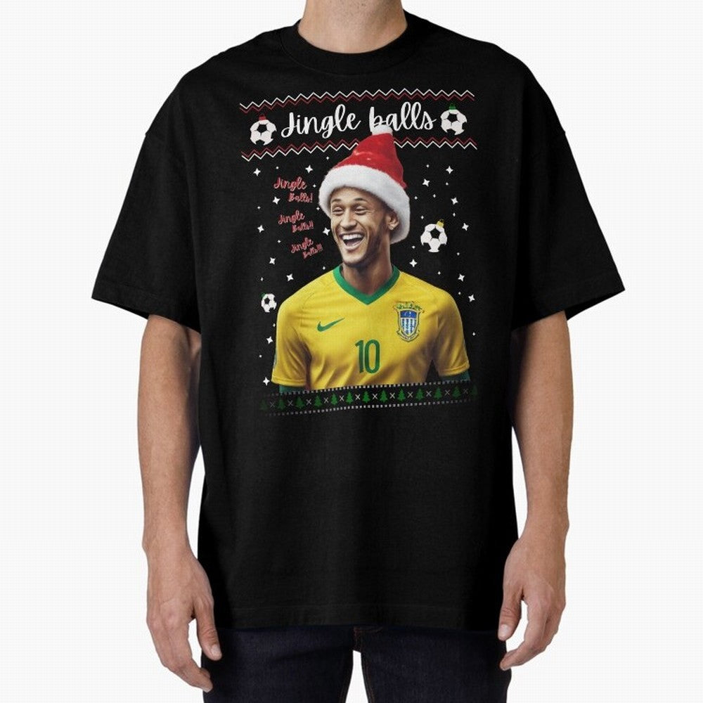 Jingle Balls Christmas Football Fan Art with Santa Neymar Active T-Shirt Show Up for the Glory of Match Day Hype around FIFA World Cup 2026 USA Canada Mexico, Messi and Cristiano Ronaldo, Argentina and Brazil, Vintage Soccer Flavor, Modern Football