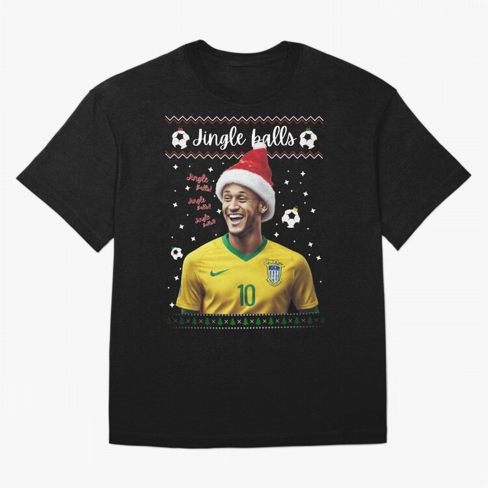 Jingle Balls Christmas Football Fan Art with Santa Neymar Active T-Shirt Show Up for the Glory of Match Day Hype around FIFA World Cup 2026 USA Canada Mexico, Messi and Cristiano Ronaldo, Argentina and Brazil, Vintage Soccer Flavor, Modern Football