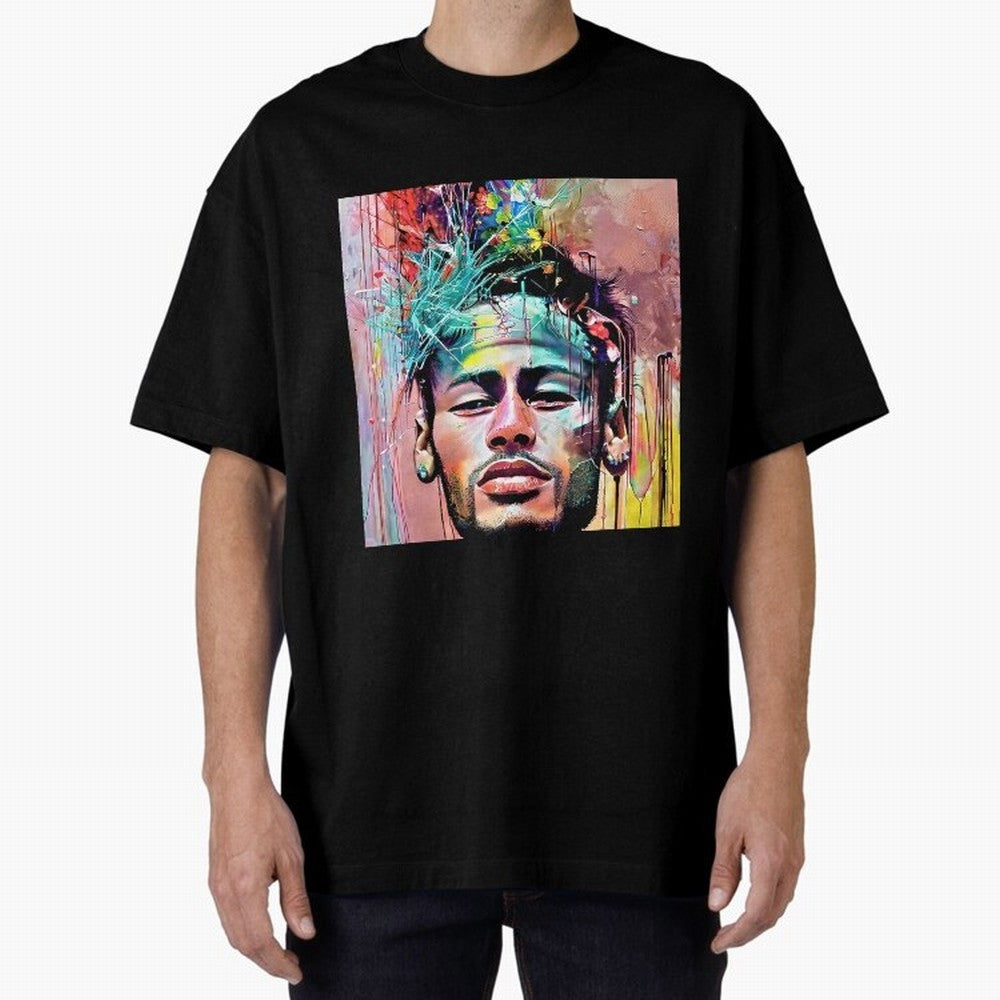 Colorful Neymar Oversized T-Shirt Make Your Look Match FIFA World Cup 2026 USA Canada Mexico Capturing Cristiano Ronaldo, Germany Energy, Sports Nostalgia, International Competition, Famous Players and Unforgettable Victories; Great for Supporters
