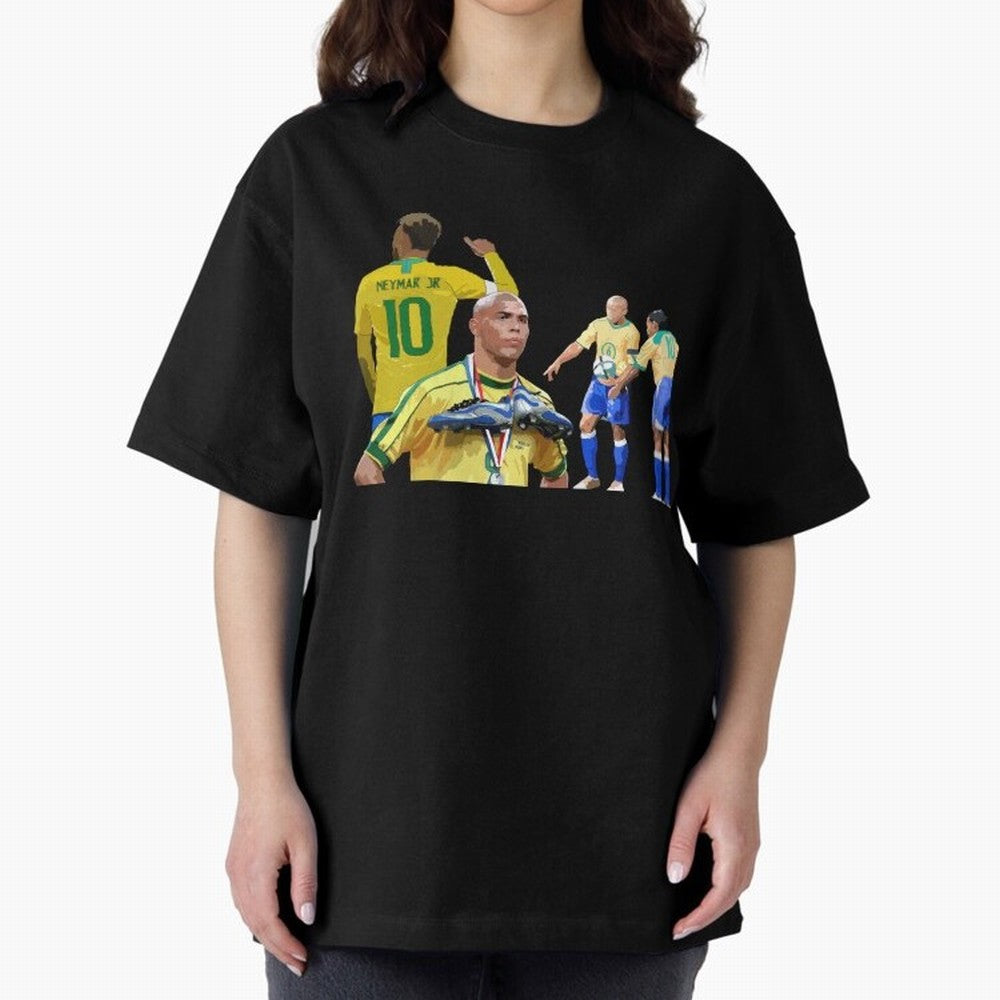 Brazilian Icons Oversized T-Shirt Carry the Dream of FIFA World Cup 2026 USA Canada Mexico Driven by Neymar, Brazil Energy, Soccer Culture, Superstar Moments, National Team Dreams and Competitive Fire; Ideal for Passionate Fans Who Love Underdog