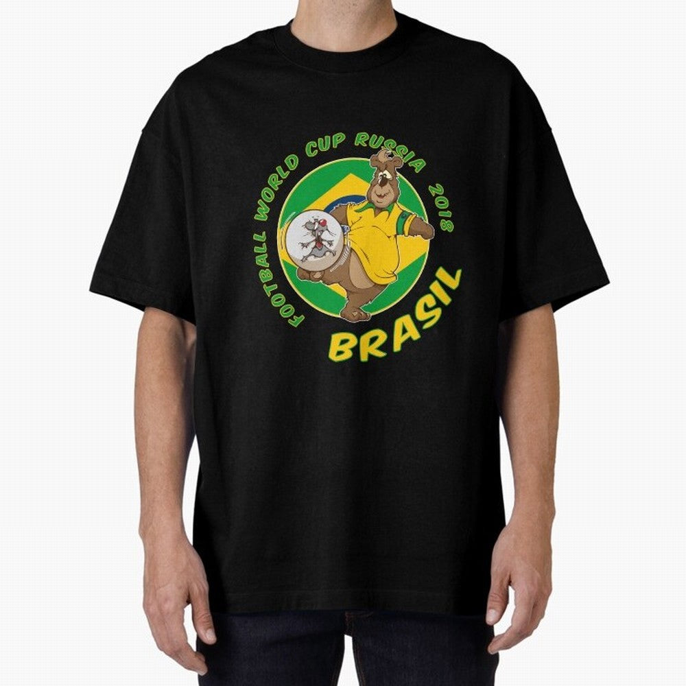 Football Russia 2018 World Cup Brazil T shirts and Merchandise Oversized T-Shirt Celebrate Fan Culture around FIFA World Cup 2026 USA Canada Mexico for Fans of Cristiano Ronaldo and France, Bringing Match Day Excitement, Supporter Culture, Golden
