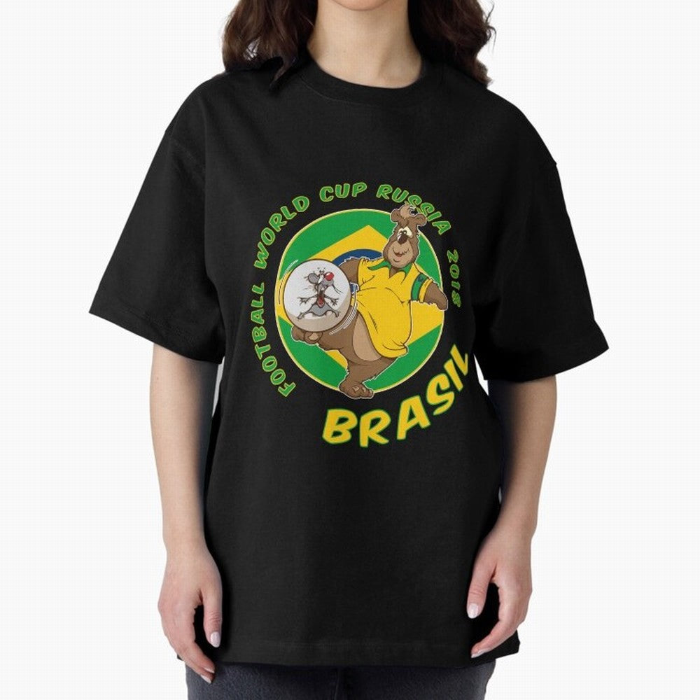 Football Russia 2018 World Cup Brazil T shirts and Merchandise Oversized T-Shirt Celebrate Fan Culture around FIFA World Cup 2026 USA Canada Mexico for Fans of Cristiano Ronaldo and France, Bringing Match Day Excitement, Supporter Culture, Golden