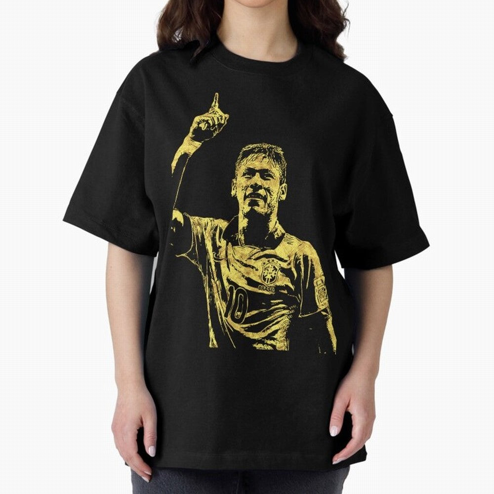 Neymar Fan Art Oversized T-Shirt Honor Football Greatness during FIFA World Cup 2026 Group Stage Driven by CR7, England and Germany Energy, Football Festival Excitement, Trophy Ambitions, Country Rivalries and Star Player Buzz; Great for Supporters